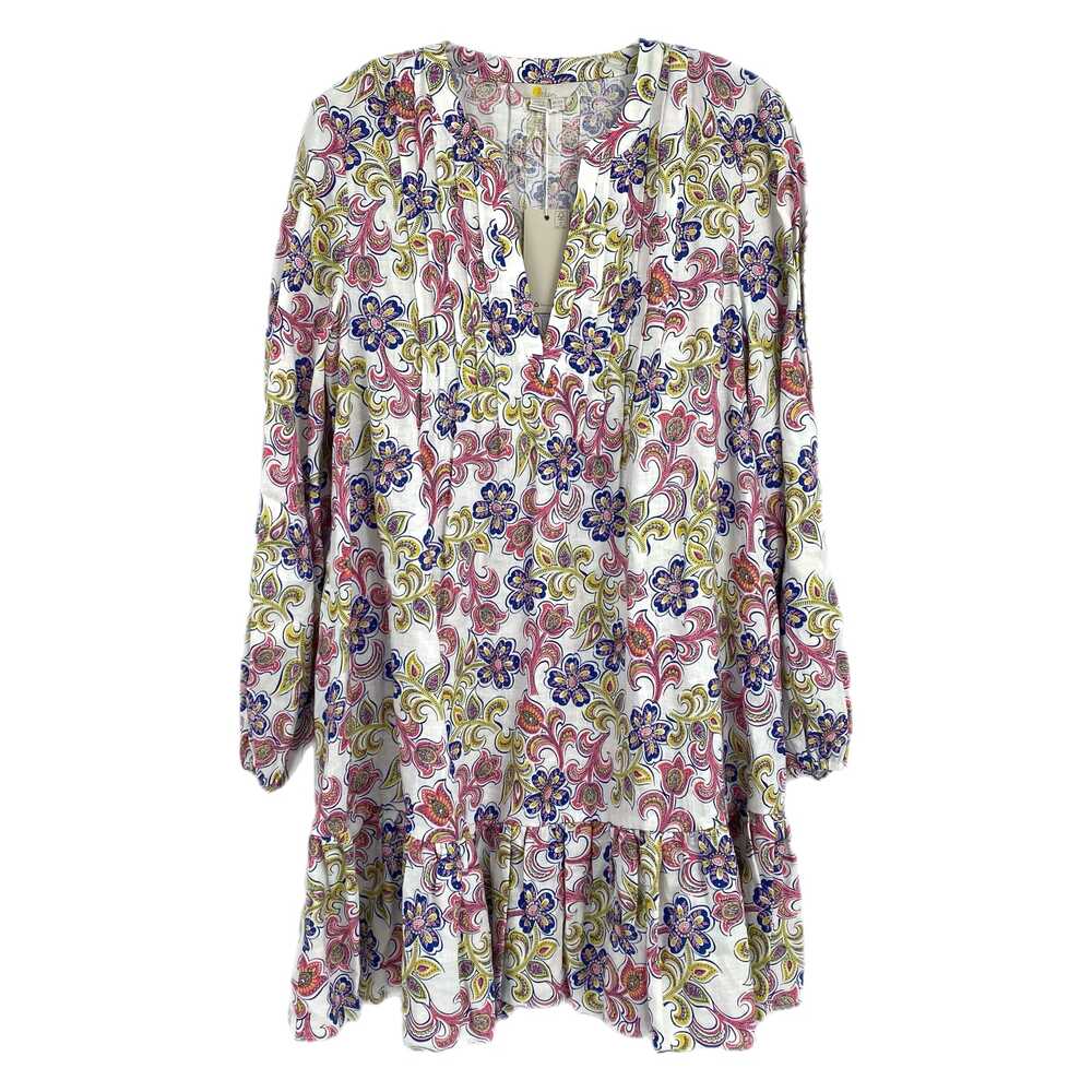 Boden White Blue Floral Paisley Puff Sleeve Mini Dress | Size 8
